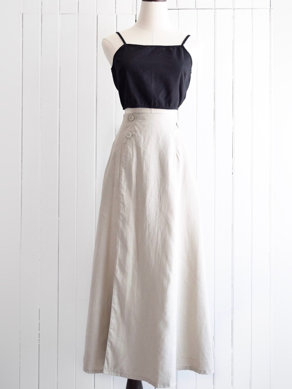 High-Waist A-Line Maxi Skirt in Cream